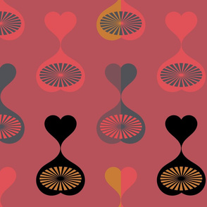 Mid Century Modern Hearts (Red Violet)