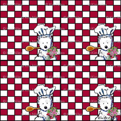 Westie Chef On Checkered Red