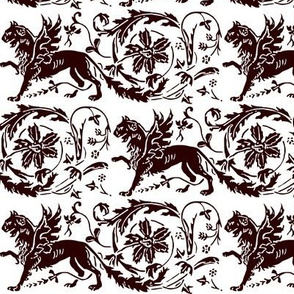 Victorian Floral Griffin with Wings
