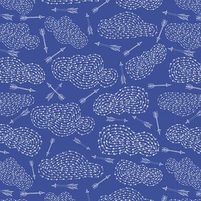 Cloudy arrows in blue, hand drawn