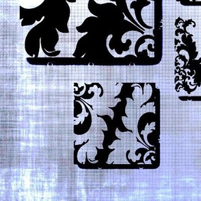 Damask squared blue/silver