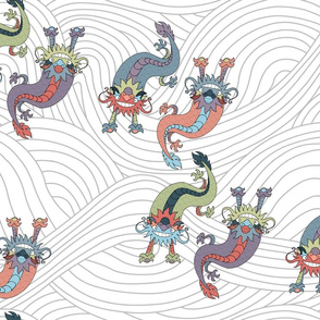 Chinese Dragons on White