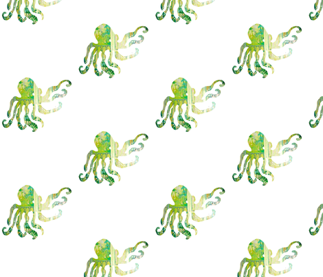 Octopus in green  fabric by twiggyroad on Spoonflower - custom fabric