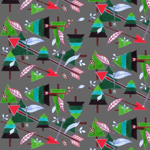 Evergreens & Arrows - dark grey