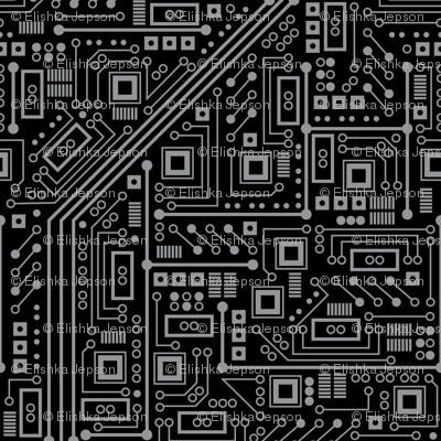 Evil Robot Circuit Board (Black and Gray)