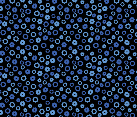 Evil Robot Gears (Black and Blue) fabric by robyriker on Spoonflower - custom fabric