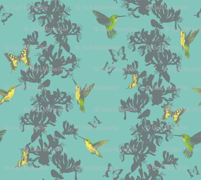 Hummingbird and Butterfly Floral