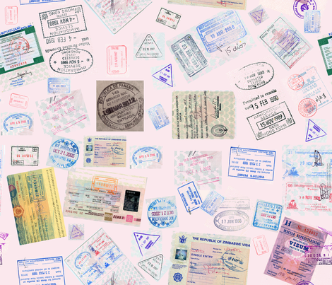 Passport Stamps fabric by koalalady on Spoonflower - custom fabric