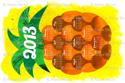 2013 Pineapple Tea Towel Calendar (sized for Linen Cotton)