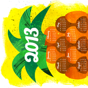 2013 Pineapple Tea Towel Calendar (sized for Linen Cotton)