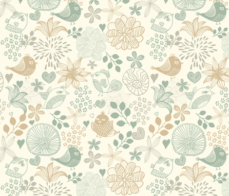 Tender Birds and Flowers fabric by anastasiia-ku on Spoonflower - custom fabric