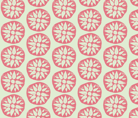 Flower Stamps - Coral/Mint fabric by owlandchickadee on Spoonflower - custom fabric