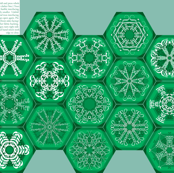 Calligraphic Snowflake napkins in green