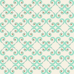 Dotted Swirls in Turquoise or Aqua Blue