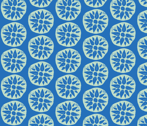 Flower Stamps - Bluel/Mint fabric by owlandchickadee on Spoonflower - custom fabric