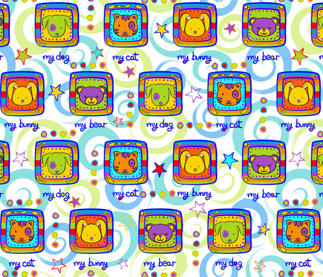 My stuffed animals. fabric by juliagrifol on Spoonflower - custom fabric