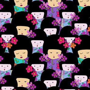 Kokeshi dolls all-over