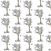 Toile Trees and Butterflies White and Cream