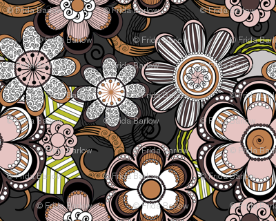 Mehndi Flowers in Dark Background
