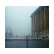 Newly Weds in front of Fogged-in Eiffel Tower - 2