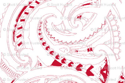 Tribal Koru red and white