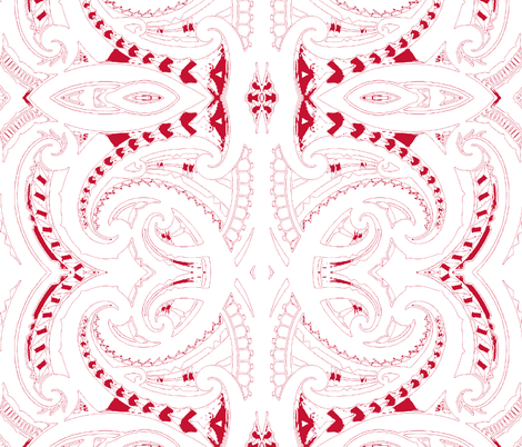 Tribal Koru red and white fabric by flyingfish on Spoonflower - custom fabric