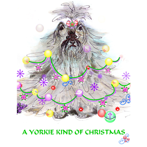 YORKIE KIND OF CHRISTMAS  SWATCH fabric by kaylah-marie on Spoonflower - custom fabric