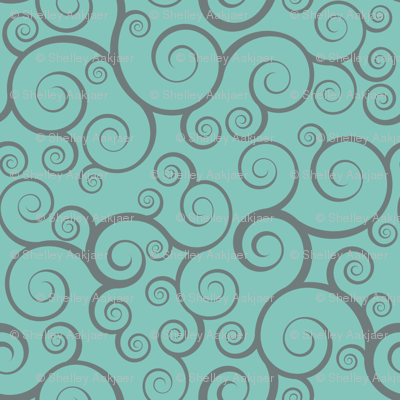 Fancy Swirls - Teal