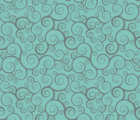 Fancy Swirls - Teal fabric by shelleymade on Spoonflower - custom fabric