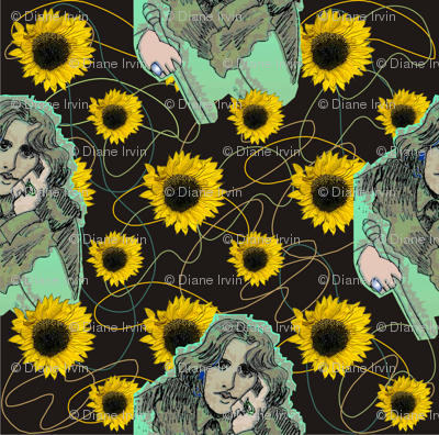 Oscar Wilde in Greens with Organic Shapes & Sunflowers