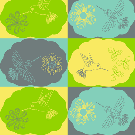 Hummingbird fabric by blondfish on Spoonflower - custom fabric