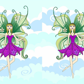 Philomena in the clouds (2 to a linen-cotton FQ)