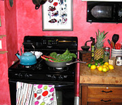 Tea Towel-Pink & Lime  dots