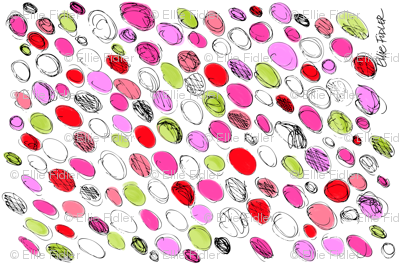 Tea Towel-Pink & Lime  dots