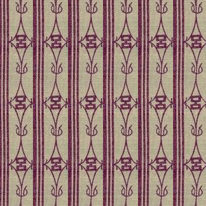 Diamond Stripe - plum and warm grey