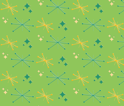 Retro Atomic - Green fabric by luckylucille on Spoonflower - custom fabric
