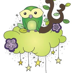 Owlly and mouse wall decal