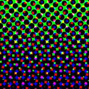 CMYK halftone gradient - purple/green/white