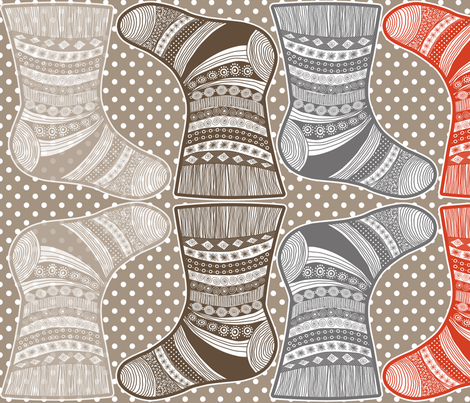 christmass_socks_small_natural fabric by nadja_petremand on Spoonflower - custom fabric