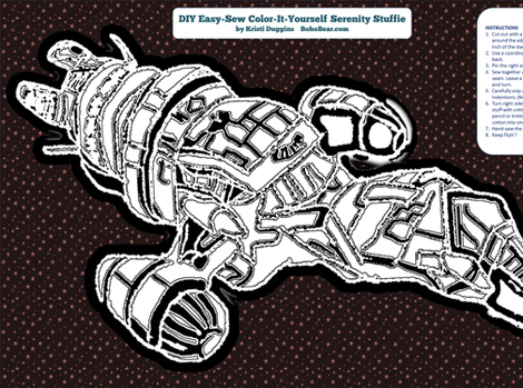 Hand Drawn Space Ship Pillow Pattern DIY Project