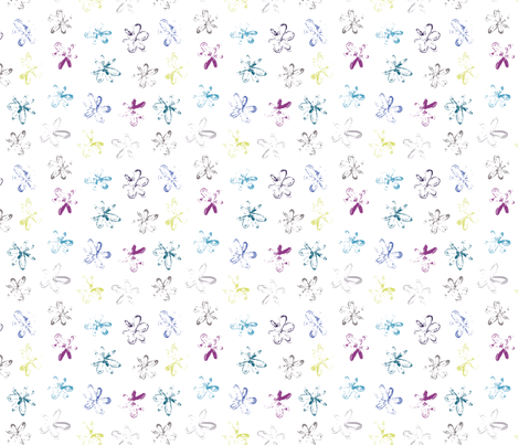 Scribble Flowers White fabric by rosiesimons on Spoonflower - custom fabric