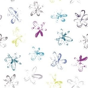 Scribble Flowers White