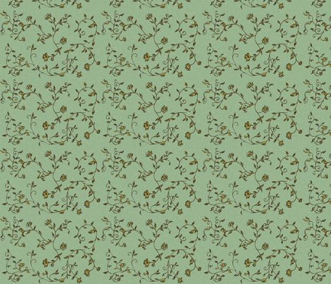 floralsketch_textured_green fabric by msnina on Spoonflower - custom fabric