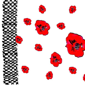 Checks & Red Poppies- TEA TOWEL