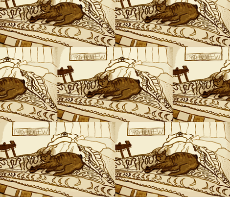 Sprocket and Ed with Paris Review in Sepia Tones fabric by susaninparis on Spoonflower - custom fabric