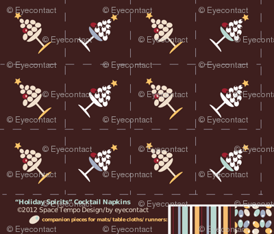 Holiday Spirits cocktail napkins on dark chocolate background
