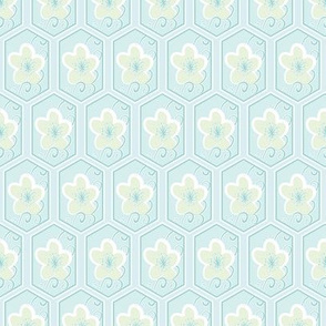 honeycomb cherry - palest blue