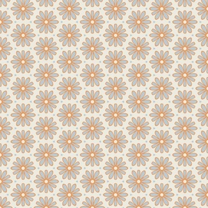 Light Blue and Dark Yellow Daisies on Cream