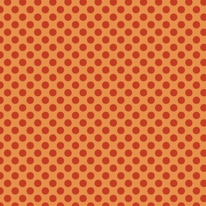 Rust Polka Dots on Dark Yellow/ Orange