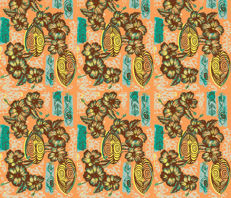 Honiara Hibiscus in coral sea fabric by sophista-tiki on Spoonflower - custom fabric